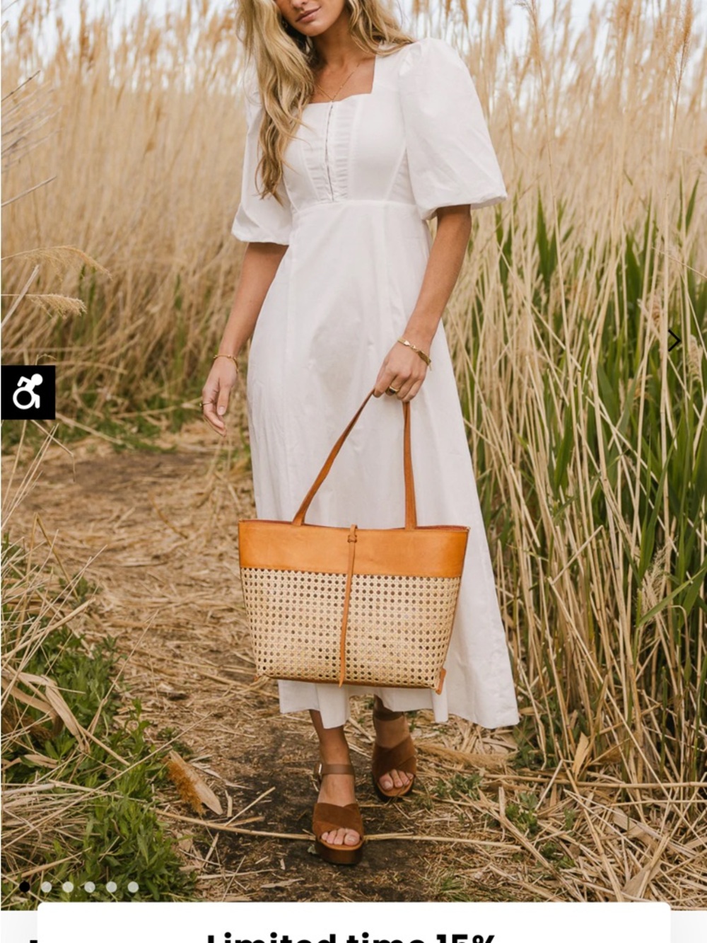 bohme White Puff-Sleeve Corset Maxi Dress - Picture 3 of 4